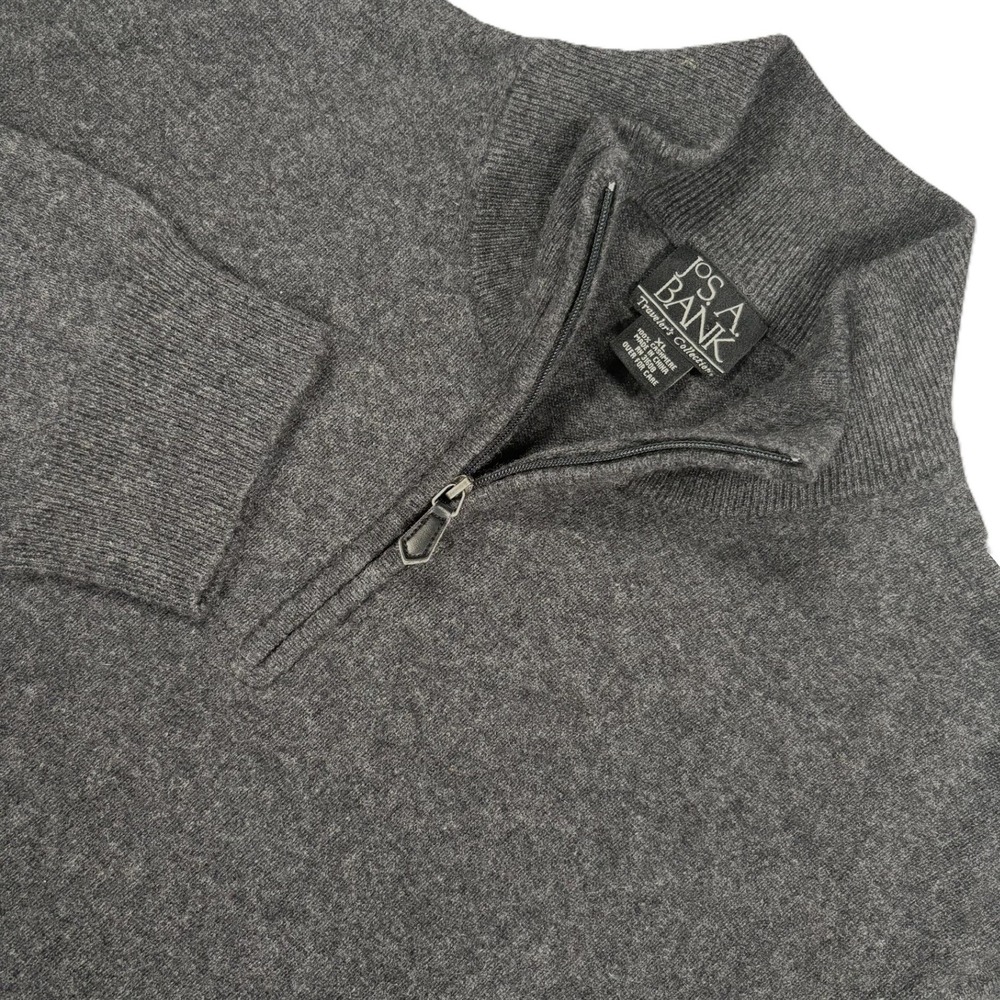 Jos A Bank Quarter Zip Cashmere Sweater Mens XL Gray Mock Neck Pullover